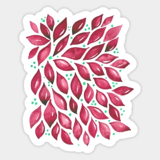 Abstract leaves and dots - pink Sticker